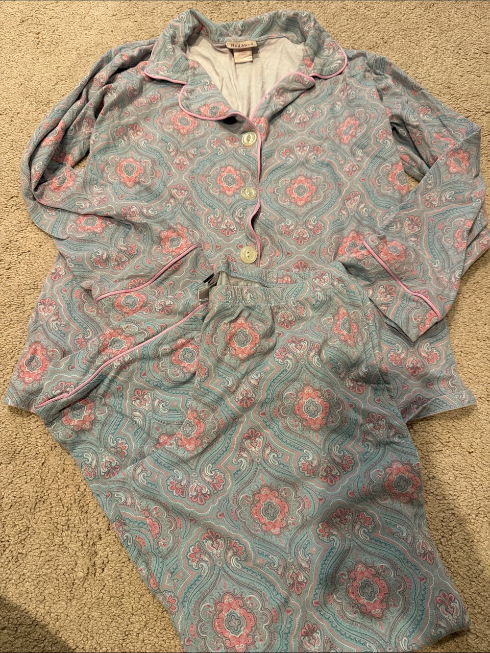 Bed head Paisley Print Pajama Set in Teal and Pink sz small